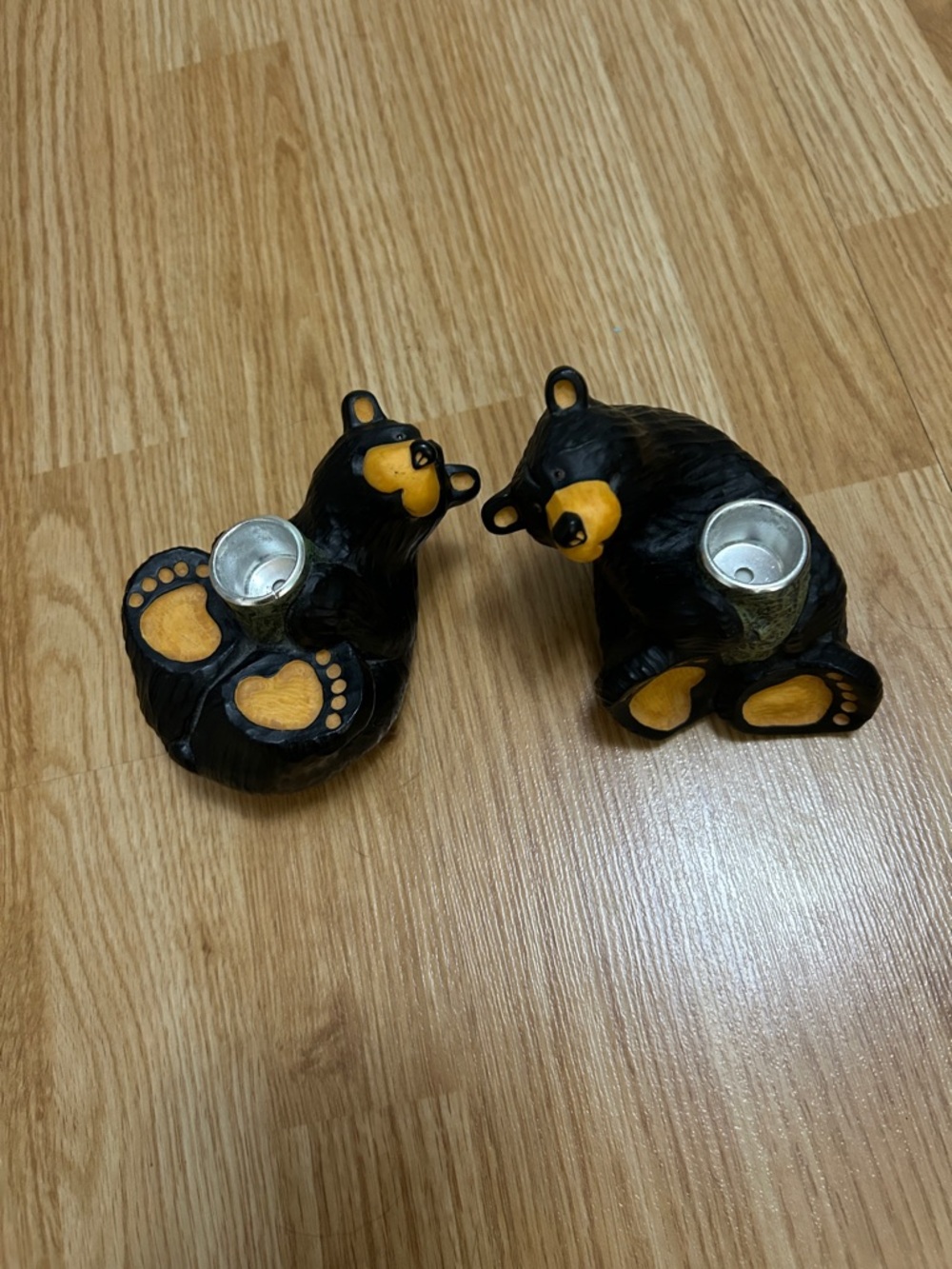 Black and Yellow Bear Votive Candle Holders - Set of 2